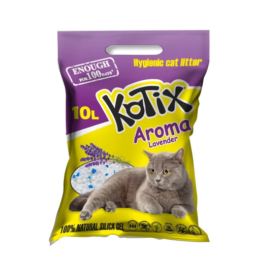 Силікагелевий наповнювач Kotix Lavender для котячого туалету, з ароматом лаванди, 10 л Силікагелевий наповнювач Kotix Lavender для котячого туалету, з ароматом лаванди, 10 л