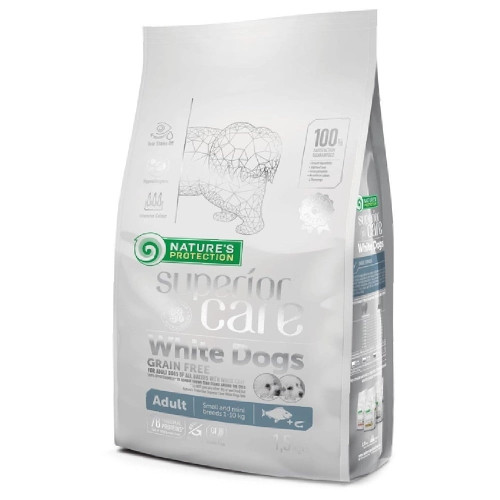 Cухой корм Nature's Protection Superior Care White Cats Herring Adult для кошек с белой шерстью, сельдь, 1.5 кг