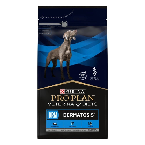 Сухой корм Purina Pro Plan Veterinary Diets DRM Dermatosis для собак, при дерматозах и чрезмерном выпадении шерсти, 3 кг