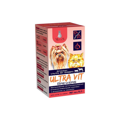 Витаминно-минеральный комплекс ModeS Ultra Vit Brewers с дрожжами и чесноком для кошек и собак, 140 табл.по 0,5 г