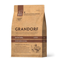 Сухой корм Grandorf Medium & Maxi Duck & Turkey, для взрослых собак средних и крупных пород, утка и индейка, 3 кг