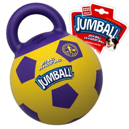 Іграшка GiGwi Ball, М'яч футбольний з ручкою для собак, гума, 26 см