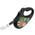 Повідець-рулетка Waudog R-leash для собак, малюнок "ВАУ",світловідбиваюча стрічка,чорний, M, 25 кг, 5 м