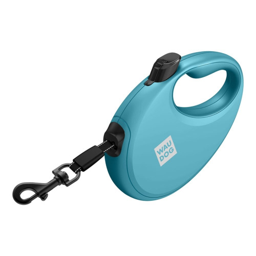 Поводок-рулетка Waudog R-leash для собак с контейнером для пакетов, L, до 40 кг, 5 м, голубой