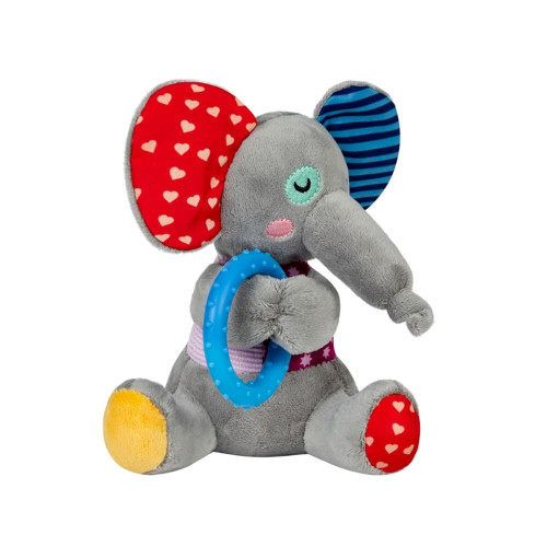 Игрушка GiGwi Plush для собак Слоненок с кольцом и пищалкой, текстиль, термопластическая резина, 16 см