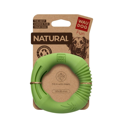 Іграшка Waudog Fun Natural для собак Кільце, біорозкладна гума, 12 см, зелена