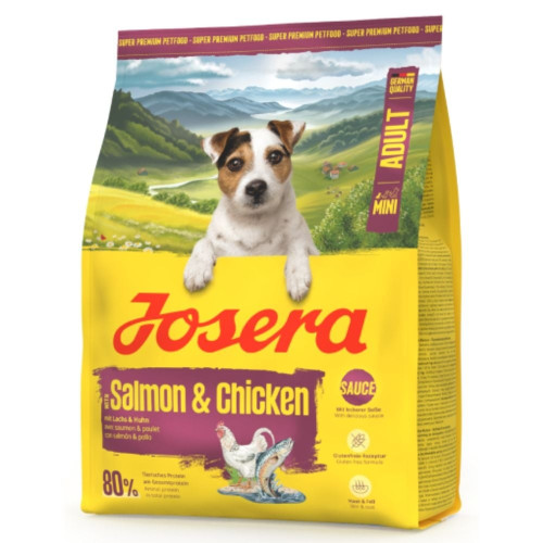 Сухой корм Josera Mini Adult Salmon & Chicken для взрослых собак мелких пород, с лососем и курицей, 0.9 кг