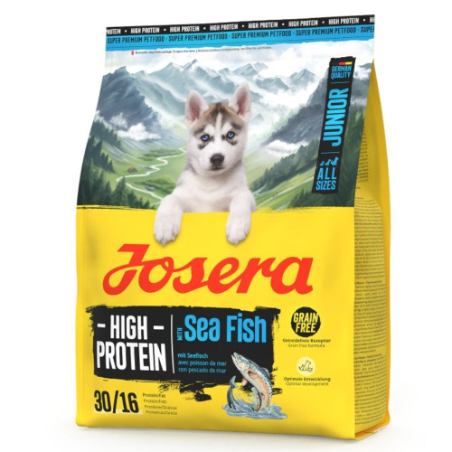 Сухой корм Josera High Protein Junior Sea Fish для активных щенков всех пород, с морской рыбой, 0.9 кг
