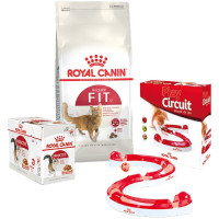 Набор сухого корма Royal Canin Fit 2 кг + влажный корм 12 шт по 85 г + игровой трек в подарок Набор сухого корма Royal Canin Fit 2 кг + влажный корм 12 шт по 85 г + игровой трек в подарок
