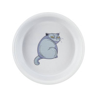 Миска Trixie Ceramic Bowl для кошек, керамическая, с принтом, диаметр 13 см, 250 мл, серая Миска Trixie Ceramic Bowl для кошек, керамическая, с принтом, диаметр 13 см, 250 мл, серая