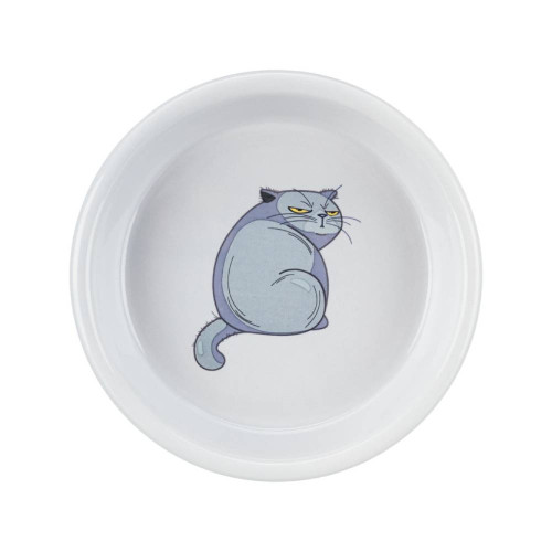 Миска Trixie Ceramic Bowl для кошек, керамическая, с принтом, диаметр 13 см, 250 мл, серая