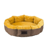 Лежак AnimAll Mary Sun для собак и кошек, коричневый и жёлтый, S, 50×50×15 см
