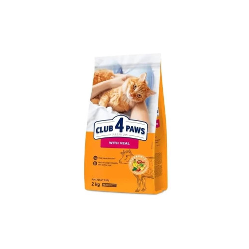 Сухой корм Клуб 4 Лапы Adult Cat Veal Premium для взрослых кошек, с телятиной, 2 кг