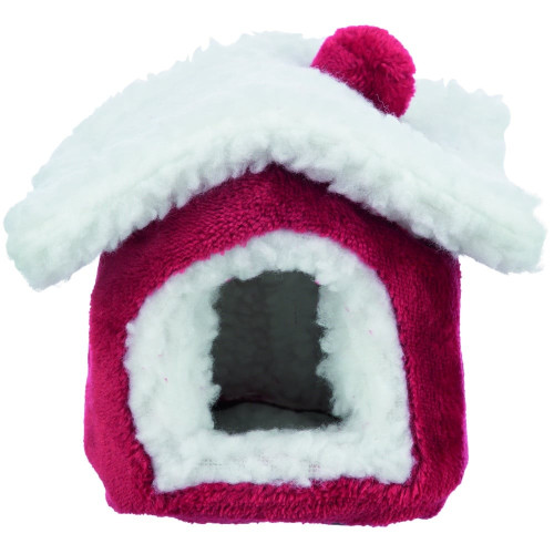 Лежак-пещера Trixie Cuddly Cave для грызунов, 15×12×15 см, красный/белый