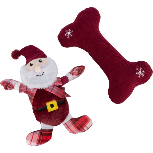 Набір іграшок Trixie Bone and Santa Claus для собак, плюш/тканина, 30 см