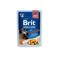 Влажный корм Brit Premium Delicate Fillets in Gravy Chicken for Sterilised для стерилизованных кошек, филе в соусе, курица, 85 г