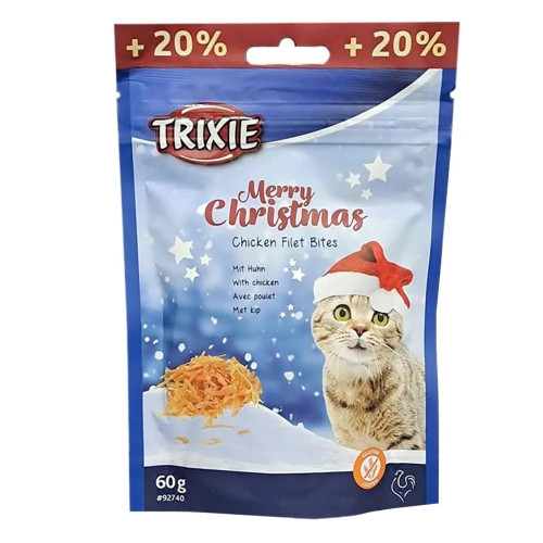 Лакомство Trixie Xmas Premio для кошек, кусочки из куриного филе, 60 г