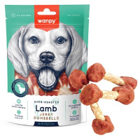Ласощі для собак Wanpy Lamb Jerky Dumbell, в'ялене ягня, кістка-гантель, 100 г Ласощі для собак Wanpy Lamb Jerky Dumbell, в'ялене ягня, кістка-гантель, 100 г