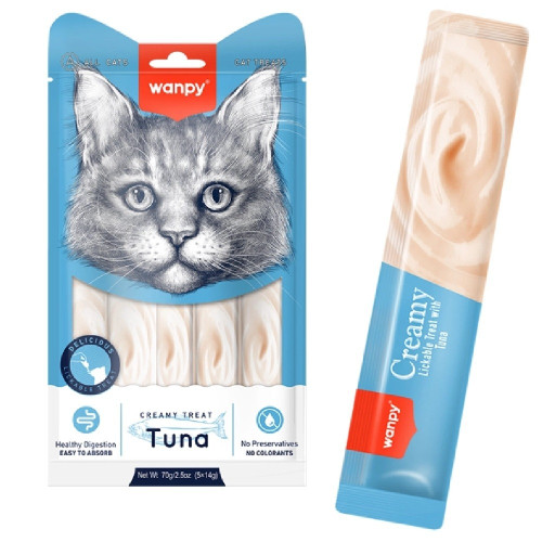 Жидкое лакомство Wanpy Creamy Lickable Treats Tuna, для кошек, тунец, 70 г Жидкое лакомство Wanpy Creamy Lickable Treats Tuna, для кошек, тунец, 70 г