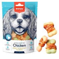 Ласощі Wanpy Chicken Jerky & Biscuit Twists для собак, бісквіт з в'яленою куркою, 100 г Ласощі Wanpy Chicken Jerky & Biscuit Twists для собак, бісквіт з в'яленою куркою, 100 г