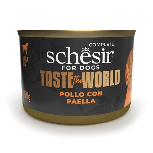 Вологий корм Schesir Taste the World Chicken With Paella, консерви для собак, курка з паельєю в бульйоні, 150 г