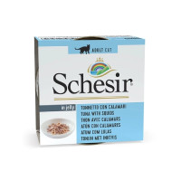 Вологий корм Schesir Tuna with Squid, натуральні консерви для котів, тунець з кальмаром, в желе, 85 г Вологий корм Schesir Tuna with Squid, натуральні консерви для котів, тунець з кальмаром, в желе, 85 г