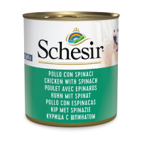 Вологий корм Schesir Chicken With Spinach, консерви для собак, курка зі шпинатом в желе, 285 г Вологий корм Schesir Chicken With Spinach, консерви для собак, курка зі шпинатом в желе, 285 г
