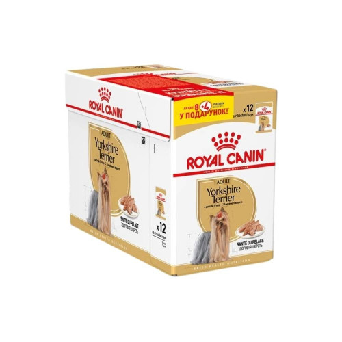 Влажный корм Royal Canin Yorkshire Adult,для собак породы йоркширский-терьер, 8 + 4 в подарок, 1.02 кг