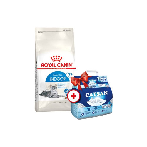 Сухой корм Royal Canin Indoor 27 для домашних кошек, 3.5 кг + наполнитель Catsan 5 л в подарок