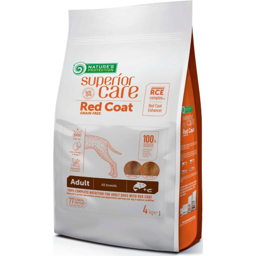 Сухой беззерновой корм Nature's Protection Superior Care Red Coat Grain Free для взрослых собак всех пород с рыжим окрасом шерсти, с лососем, 4 кг