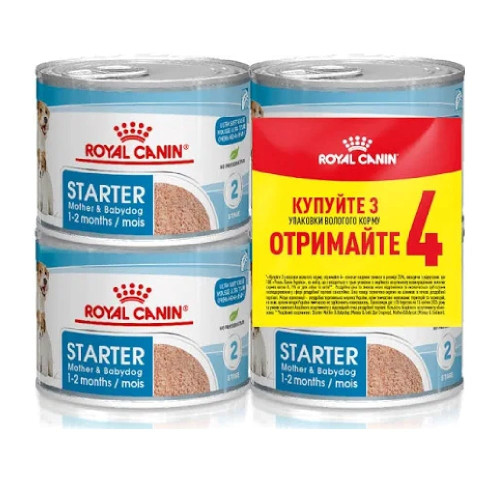 Влажный корм Royal Canin Starter Mousse для беременных собак и щенков, 195 г, 3+1 шт