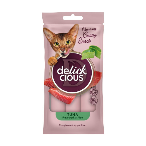 Ласощі Delickcious для котів, тунець з додаванням алое, 60 г