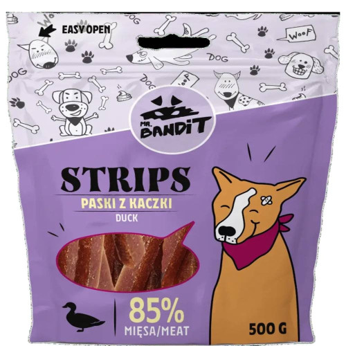 Ласощі Mr. Bandit Strips для собак, з качкою, м’які смужки, 80 г