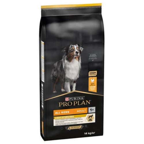 Сухий корм ProPlan Light/Sterilised для собак усіх розмірів, з надмірною вагою та/або стерилізованих, 14 кг
