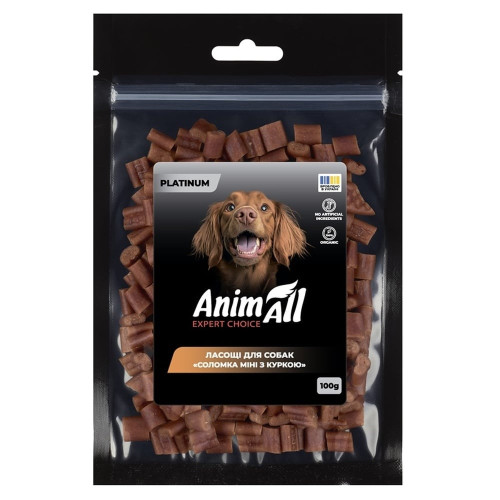 Ласощі AnimAll Platinum Соломка міні з куркою для собак, 100 г