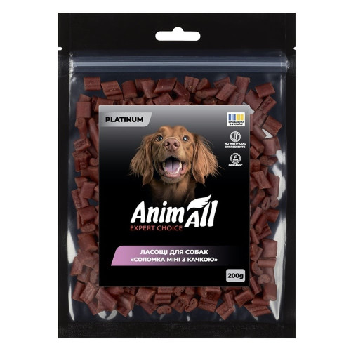 Ласощі AnimAll Platinum Соломка міні з качкою для собак, 200 г