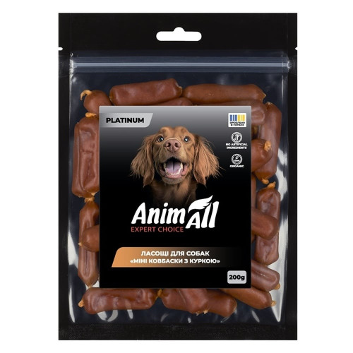 Ласощі AnimAll Platinum Міні ковбаски з куркою для собак, 200 г
