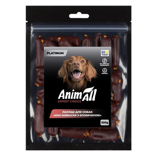Лакомства AnimAll Platinum Мини колбаски с говядиной для собак, 200 г