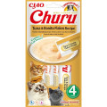 Ласощі INABA "Churu" для котів, вершковий мус з тунцем і пластівцями боніто, 4 шт, 56 г