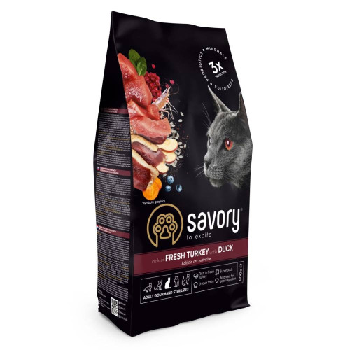Сухой Savory для стерилизованных кошек, со свежей индейкой и уткой, 2 кг