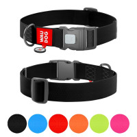 Нашийник WAUDOG Waterproof для собак, водостійкий, з QR адресником, пластиковий фастекс, чорний, XXL, 4 см, 46–70 см