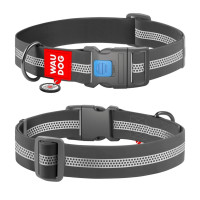 Ошейник WAUDOG Waterproof для собак, водостойкий, с QR адресником, светоотражающий, пластиковый фастекс, серый, XXL, 4 см, 46–70 см