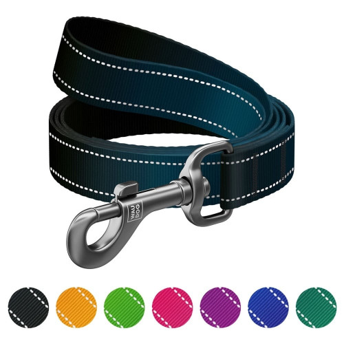 Поводок WAUDOG Nylon Mono для собак, светоотражающий, черный, M, 2 см, 3 м