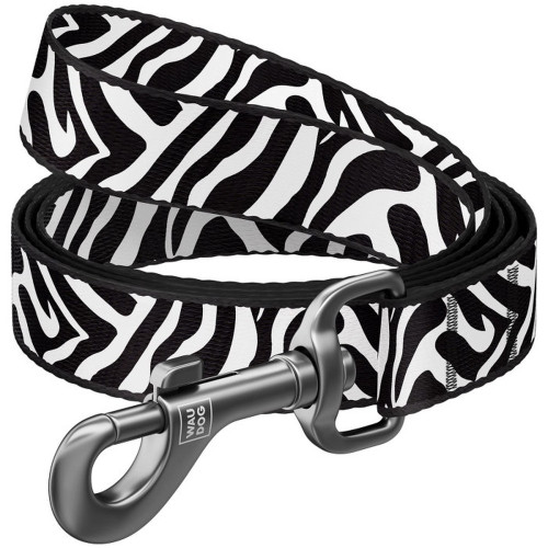Поводок WAUDOG Nylon для собак, рисунок "Зебра", S, 1.5 см, 3 м