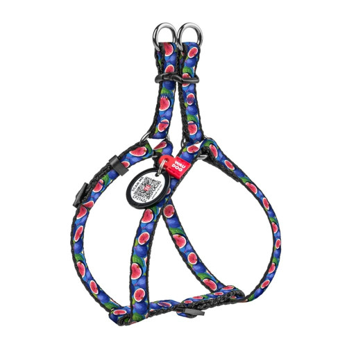 Шлея WAUDOG Nylon для собак, с QR паспортом, рисунок "Инжир", пластиковый фастекс, XS, 1 см, 30-40 см