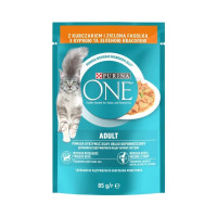 Вологий корм Purina One Adult для котів, з куркою та зеленою квасолею у соусі, 85 г Вологий корм Purina One Adult для котів, з куркою та зеленою квасолею у соусі, 85 г