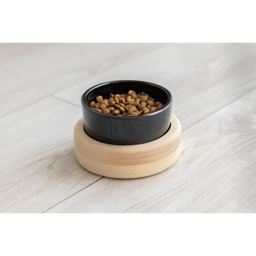 Миска PetJoy для собак и котов, на подставке, бело-черная, 0.25 л, 13×13×7 см