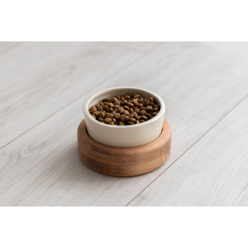 Миска PetJoy для собак и котов, на подставке, коричнево-бежевая, 0.25 л, 13×13×7 см