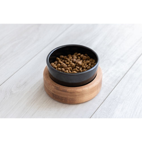 Миска PetJoy для собак и котов, на подставке, коричнево-черная, 0.25 л, 13×13×7 см
