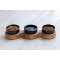 Миски PetJoy для собак та котів, на підставці, коричнево-чорні, 3×0.25 л, 43×13×7 см